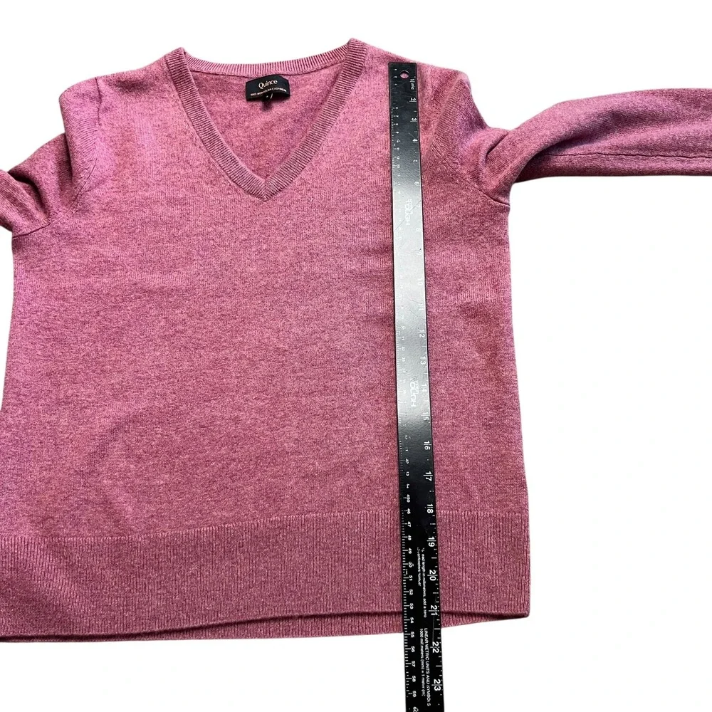 Quince Mongolian Cashmere V-Neck Sweater Magenta Pink Heather Small - Picture 7 of 9